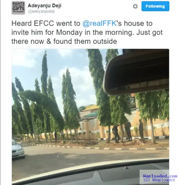 Photos of EFCC officials surrounding FFK
